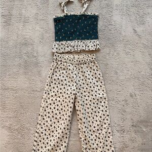 Zara Kids Matching Set in Teal and Cream